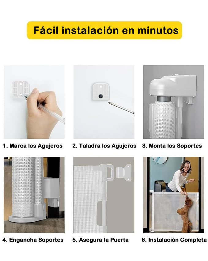 Puerta retráctil de seguridad para bebés o mascotas