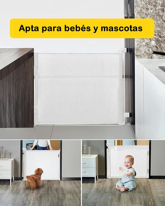 Puerta retráctil de seguridad para bebés o mascotas